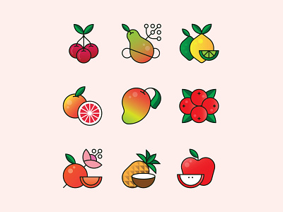 flavours berries cherries flavour fruit fruit illustration grapefruit icons illustration lemon mango pear pineapple