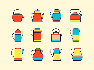 canteens, carafes, containers icons illustration