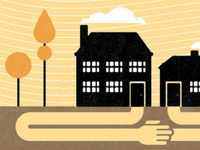 Helping house editorial illustration