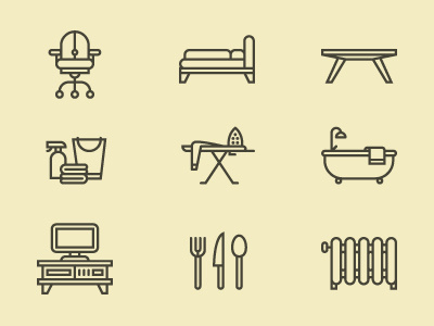 More Furniture Icons icons illustration yellow