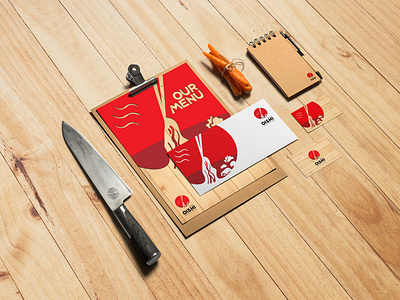 Japanese Restaurant Stationery branding logo stationery