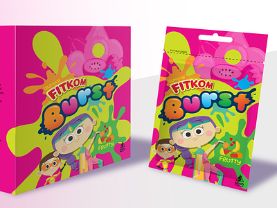 Fitkom Burst branding gummy kids packagedesign packaging vitamin