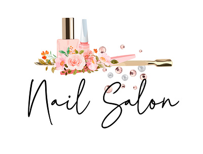 Nail Salon luxy logo watercolor beautlogo beauty branding branding design illustration logo watercolor watercolor logo