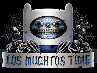 Los Muertos Time! adventure time day of the dead fan art finn jake sugar skull