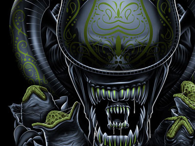 El dia del Alien alien day of the dead dead monster movie space sugar skull xenomorph