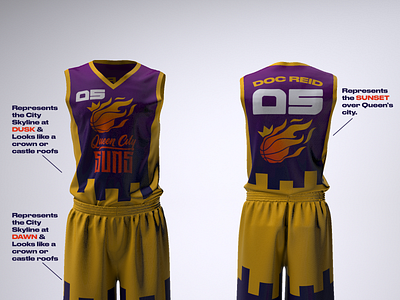 Queen City SUNS Jersey Design basketball brand identity graphic design jerseys product design