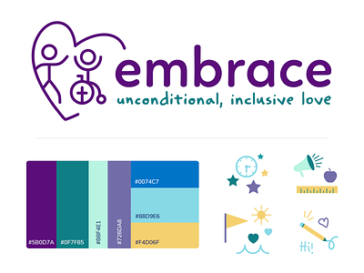 New Embrace Brand Identity branding for kids icons logo nonprofit