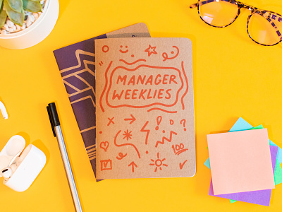Manager Weeklies Notebooks brand identity branding doodles icons notebooks print design rough icons scout books sketches