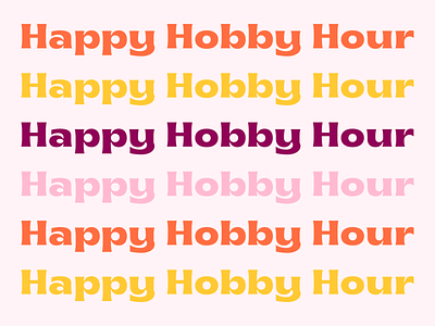 Happy Hobby Hour Logo brand identity happy hobbies logo marketing maroon sun yellow