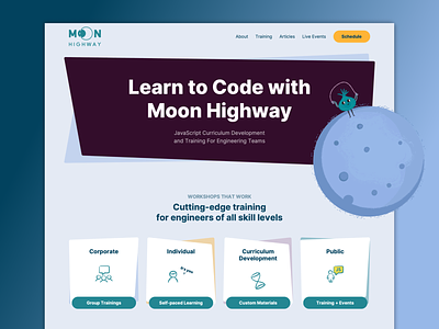 Moon Highway Site branding cms creature layout moon startup tech tutorials ui web design website