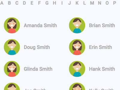 Flexible Alphabetical Navigation avatar contacts css filter flexbox html navigation