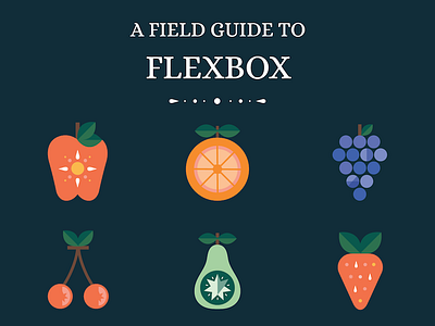 A Field Guide to Flexbox Book Visuals apple book cherries css flexbox fruit grapes orange pear strawberry