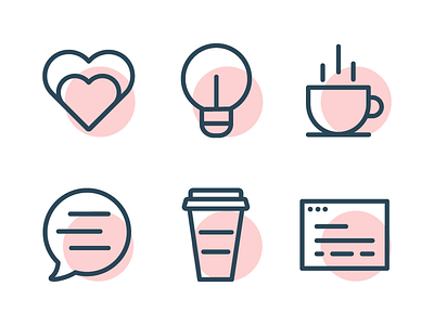 Code & Coffee Event Icons browser code coffee community cup event heart icons idea marketing talk