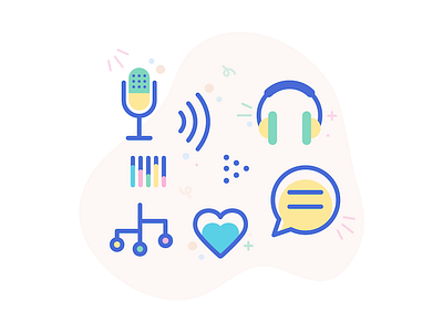 Happy Podcast Icons audio headphones icons microphone podcast sound talking tech