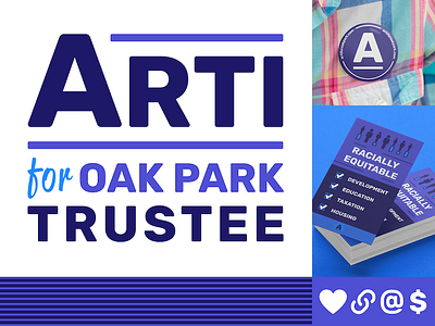 Arti for Oak Park Trustee business cards buttons campaign icons logo political logo politics