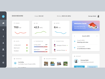 Smart Home Modern Dashboard UI Design creative css design draft html illustration inspiration invitation modern ui ux ux design web web design