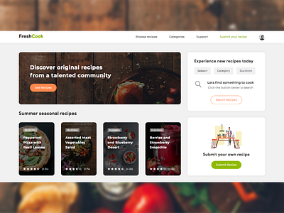 Cooking Recipes Platform UI Design branding colorful colors cooking creative css design food html illustration inspiration modern recipe recipes typography ui ux ux design web web design