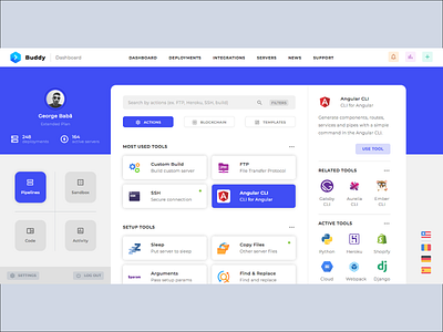 Buddy Playoff - Automation Actions Template UI Design app branding buddy colorful creative css dashboad dashboard ui design html illustration logo modern playoff typography ui ux ux design web web design