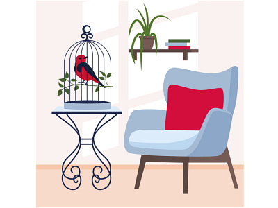 bird in a cage app banner branding design flat illustration social networks vector web