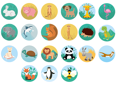 cute animals animals avatar logo web вектор дизайн иллюстрация плоский