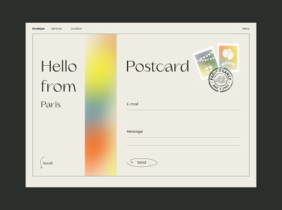 Postcard button buttons color colorful colors colors palette gradient gradient color gradient design paris postcard stamp stamps typogaphy ui web web design webdesign website