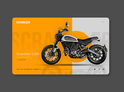 Scrambler Landing Page Concept adobe xd design figma graphicdesign interaction landing page landing page design minimalist design ui ui components ui design ui designer ux design web web design web ui website website design