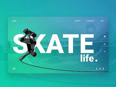 Skate Community Homepage Concept graphicdesign homepage design landingpage minimalist design skateboarding typogaphy ui uiux ux web webdesign