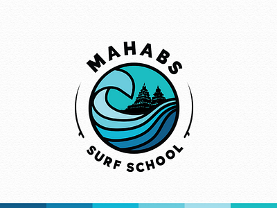 Surf School Logo logo logodesign logomark surf surf town surfer temple waves