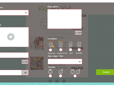 The selling form for the "Kid to Kid" webapp design icon illustration logo typography ui ux web website