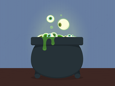 Eye Cauldron by Smokie Lee black blue cauldron cook eyeball eyes green grey slime spooky