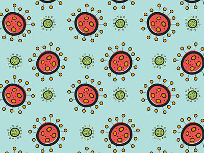 Pattern 002: Virus green orange pattern patterns red seamless teal viral virus