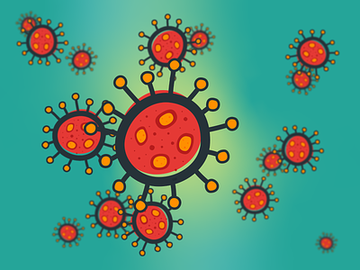 Viruses aqua coronavirus microscopic orange red shallow dof virus