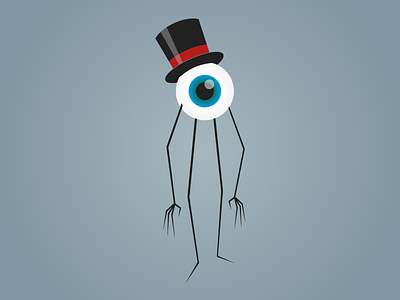 Mr. Eyeball blue classy eye eyeball gray grey hat odd red strange top hat weird