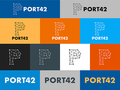 Port42 logo design blue logo logo design logotype network orange p technology