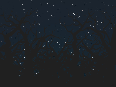 Night Trees black blue dark navy night silhouette sky star stars tree trees white