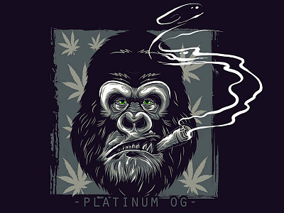 smoking weed apparel artwork brand cartoon character clothing company gorilla handdrawn hype illustration lettering marijuana mascot smoke tattoo tyography urbanart vector weed