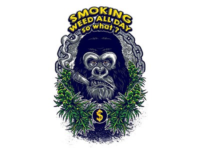 smoke weed apparel artwork cartoon character clothing gorilla illustration lettering marijuana mascot smoking tattoo tshirtdesign typography vector weed
