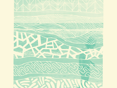 Beach Pattern Print beach hand drawn ink ocean pattern screen print