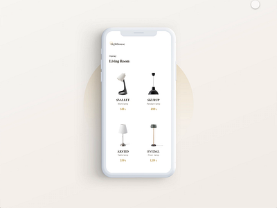 Lighting Boutique app clean design fluid interface microinteraction minimal ui