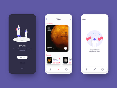 Space Travel App - [Screens Edition] adobexd app fluid interaction interaction animation interaction design interface playoff space travel ui undraw