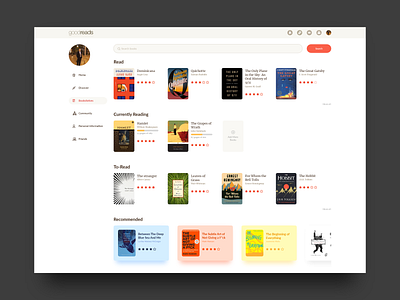 Goodreads Redesign - Daily UI 6 adobexd books clean dailyui dailyuichallenge design fluid goodreads interface read reading reading app ui ux website