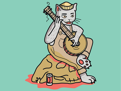 Cat playing banjo