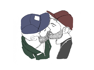 Weekly Warm-Up #23: Original Drawing (2015) art artwork dad hats design digital coloring drawing dribbbleweeklywarmup gay gay kiss illustration lgbt lgbtq lgbtqia minimal