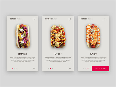 Onboarding Hot Dog Station hotdog mobile app onboarding ui ui design