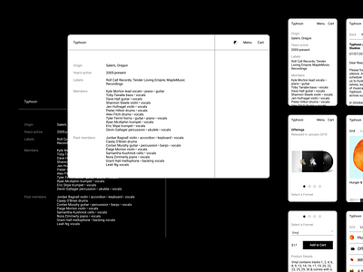 Band website and shop concept brutalist minimal music typogaphy webdesign