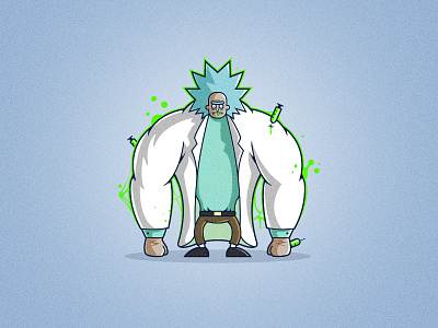 Buff Rick 2d animation cartoon character creative fit flat illustration illustrator morty photoshop rick rick and morty unique vector