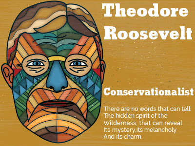 Theodore Roosevelt Conservationalist adobe illustrator colorful conservationalist mosaic national parks roosevelt teddy theodore roosevelt vector