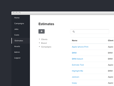 Estimates flat ui web app