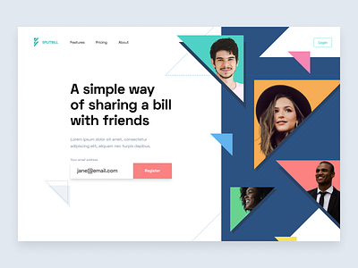 #Exploration - Landing Page Hero Section for Split Bill App clean concept design landing page minimal ui ux web web design webdesign website website design