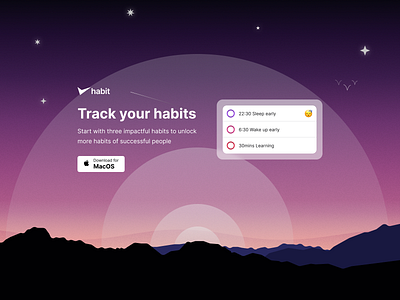 Habit app landscape illustration in Figma clean concept design figma illustration landing page minimal simple typography ui web web design website